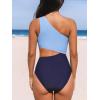 imageCUPSHE Womens One Piece Swimsuit One Shoulder Bathing Suit Cutout Color Block SwimwearBabyNavy Blue