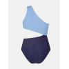 imageCUPSHE Womens One Piece Swimsuit One Shoulder Bathing Suit Cutout Color Block SwimwearBabyNavy Blue
