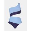 imageCUPSHE Womens One Piece Swimsuit One Shoulder Bathing Suit Cutout Color Block SwimwearBabyNavy Blue