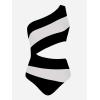 imageCUPSHE Womens One Piece Swimsuit One Shoulder Bathing Suit Cutout Color Block SwimwearBlackWhite