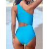 imageCUPSHE Womens One Piece Swimsuit One Shoulder Bathing Suit Cutout Color Block SwimwearBlueYellow Green