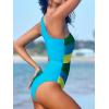 imageCUPSHE Womens One Piece Swimsuit One Shoulder Bathing Suit Cutout Color Block SwimwearBlueYellow Green