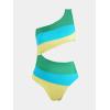 imageCUPSHE Womens One Piece Swimsuit One Shoulder Bathing Suit Cutout Color Block SwimwearBlueYellow Green