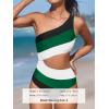imageCUPSHE Womens One Piece Swimsuit One Shoulder Bathing Suit Cutout Color Block SwimwearDark GreenBlack