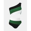 imageCUPSHE Womens One Piece Swimsuit One Shoulder Bathing Suit Cutout Color Block SwimwearDark GreenBlack