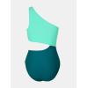 imageCUPSHE Womens One Piece Swimsuit One Shoulder Bathing Suit Cutout Color Block SwimwearGreen Color Block