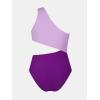 imageCUPSHE Womens One Piece Swimsuit One Shoulder Bathing Suit Cutout Color Block SwimwearLilacPurple