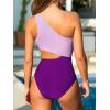 imageCUPSHE Womens One Piece Swimsuit One Shoulder Bathing Suit Cutout Color Block SwimwearLilacPurple