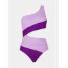 imageCUPSHE Womens One Piece Swimsuit One Shoulder Bathing Suit Cutout Color Block SwimwearLilacPurple