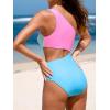 imageCUPSHE Womens One Piece Swimsuit One Shoulder Bathing Suit Cutout Color Block SwimwearPinkBlue
