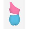 imageCUPSHE Womens One Piece Swimsuit One Shoulder Bathing Suit Cutout Color Block SwimwearPinkBlue