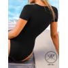 imageCUPSHE Womens One Piece Swimsuit Rash Guard Short Sleeve UPF 50 UV High Neck ZipperBlack