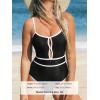 imageCUPSHE Womens One Piece Swimsuit Scoop Neck Bathing Suit Keyhole Cutout Color Block Adjustable Straps SwimwearBlackWhite