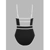 imageCUPSHE Womens One Piece Swimsuit Scoop Neck Bathing Suit Keyhole Cutout Color Block Adjustable Straps SwimwearBlackWhite