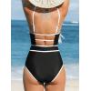 imageCUPSHE Womens One Piece Swimsuit Scoop Neck Bathing Suit Keyhole Cutout Color Block Adjustable Straps SwimwearBlackWhite