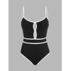 imageCUPSHE Womens One Piece Swimsuit Scoop Neck Bathing Suit Keyhole Cutout Color Block Adjustable Straps SwimwearBlackWhite