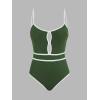 imageCUPSHE Womens One Piece Swimsuit Scoop Neck Bathing Suit Keyhole Cutout Color Block Adjustable Straps SwimwearGreenWhite