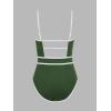 imageCUPSHE Womens One Piece Swimsuit Scoop Neck Bathing Suit Keyhole Cutout Color Block Adjustable Straps SwimwearGreenWhite