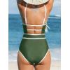 imageCUPSHE Womens One Piece Swimsuit Scoop Neck Bathing Suit Keyhole Cutout Color Block Adjustable Straps SwimwearGreenWhite