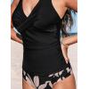 imageCUPSHE Womens Tankini Set Two Piece Swimsuit Mid Rise with Twist Shirred Front RuchedBlackFloral
