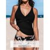 imageCUPSHE Womens Tankini Set Two Piece Swimsuit Mid Rise with Twist Shirred Front RuchedBlackFloral