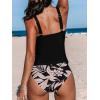 imageCUPSHE Womens Tankini Set Two Piece Swimsuit Mid Rise with Twist Shirred Front RuchedBlackFloral