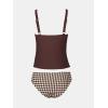 imageCUPSHE Womens Tankini Set Two Piece Swimsuit Mid Rise with Twist Shirred Front RuchedBrownHoundstooth