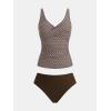 imageCUPSHE Womens Tankini Set Two Piece Swimsuit Mid Rise with Twist Shirred Front RuchedBrownStar