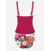 imageCUPSHE Womens Tankini Set Two Piece Swimsuit Mid Rise with Twist Shirred Front RuchedMagentaFloral
