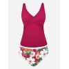 imageCUPSHE Womens Tankini Set Two Piece Swimsuit Mid Rise with Twist Shirred Front RuchedMagentaFloral