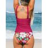 imageCUPSHE Womens Tankini Set Two Piece Swimsuit Mid Rise with Twist Shirred Front RuchedMagentaFloral