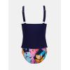 imageCUPSHE Womens Tankini Set Two Piece Swimsuit Mid Rise with Twist Shirred Front RuchedNavy BlueTropical
