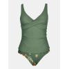 imageCUPSHE Womens Tankini Set Two Piece Swimsuit Mid Rise with Twist Shirred Front RuchedOlive GreenFloral