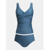 imageCUPSHE Womens Tankini Set Two Piece Swimsuit Mid Rise with Twist Shirred Front RuchedSky Blue