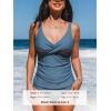imageCUPSHE Womens Tankini Set Two Piece Swimsuit Mid Rise with Twist Shirred Front RuchedSky Blue
