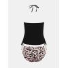 imageCUPSHE Womens Tankini Sets Two Piece Swimsuit High Neck Halter Mid Rise Adjustable DrawstringsBlackLeopard