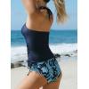imageCUPSHE Womens Tankini Sets Two Piece Swimsuit High Neck Halter Mid Rise Adjustable DrawstringsNavy BluePaisley