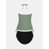 imageCUPSHE Womens Tankini Sets Two Piece Swimsuit High Neck Halter Mid Rise Adjustable DrawstringsOlive GreenBlack