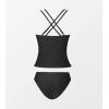 imageCUPSHE Womens Tankini Sets Two Piece Swimsuit V Neck Crisscross Adjustable Double Straps Ruched Mid RiseBlack