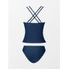 imageCUPSHE Womens Tankini Sets Two Piece Swimsuit V Neck Crisscross Adjustable Double Straps Ruched Mid RiseBlue