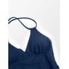 imageCUPSHE Womens Tankini Sets Two Piece Swimsuit V Neck Crisscross Adjustable Double Straps Ruched Mid RiseBlue