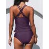 imageCUPSHE Womens Tankini Sets Two Piece Swimsuit V Neck Crisscross Adjustable Double Straps Ruched Mid RiseDeep Plum Purple