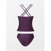 imageCUPSHE Womens Tankini Sets Two Piece Swimsuit V Neck Crisscross Adjustable Double Straps Ruched Mid RiseDeep Plum Purple
