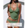 imageCUPSHE Womens Tankini Sets Two Piece Swimsuit V Neck Crisscross Adjustable Double Straps Ruched Mid RiseEucalyptus Green