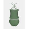 imageCUPSHE Womens Tankini Sets Two Piece Swimsuit V Neck Crisscross Adjustable Double Straps Ruched Mid RiseEucalyptus Green