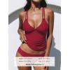 imageCUPSHE Womens Tankini Sets Two Piece Swimsuit V Neck Crisscross Adjustable Double Straps Ruched Mid RiseRed