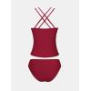 imageCUPSHE Womens Tankini Sets Two Piece Swimsuit V Neck Crisscross Adjustable Double Straps Ruched Mid RiseRed