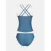 imageCUPSHE Womens Tankini Sets Two Piece Swimsuit V Neck Crisscross Adjustable Double Straps Ruched Mid RiseSky Blue