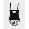 imageCUPSHE Womens Tankini Sets Two Piece Swimsuits Mid Rise V Neck Adjustable Straps Back Hook Cutout CheekyBlackFloral