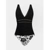 imageCUPSHE Womens Tankini Sets Two Piece Swimsuits Mid Rise V Neck Adjustable Straps Back Hook Cutout CheekyBlackFloral
